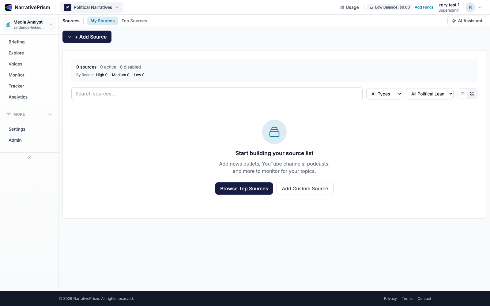 Source Profiles - Feature Screenshot
